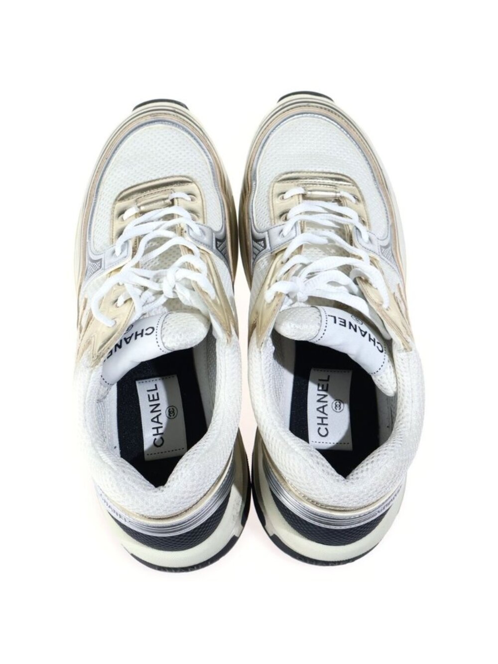 Chanel CC Logo Mesh Low Top Sneakers White - Picture 4 of 6